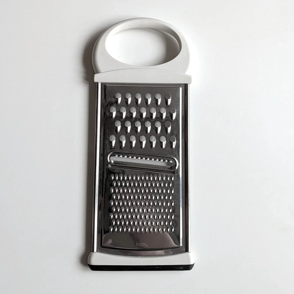 Ekco Stainless Steel Flat Hand Cheese Grater Slicer MCM Scandi Oval White Handle